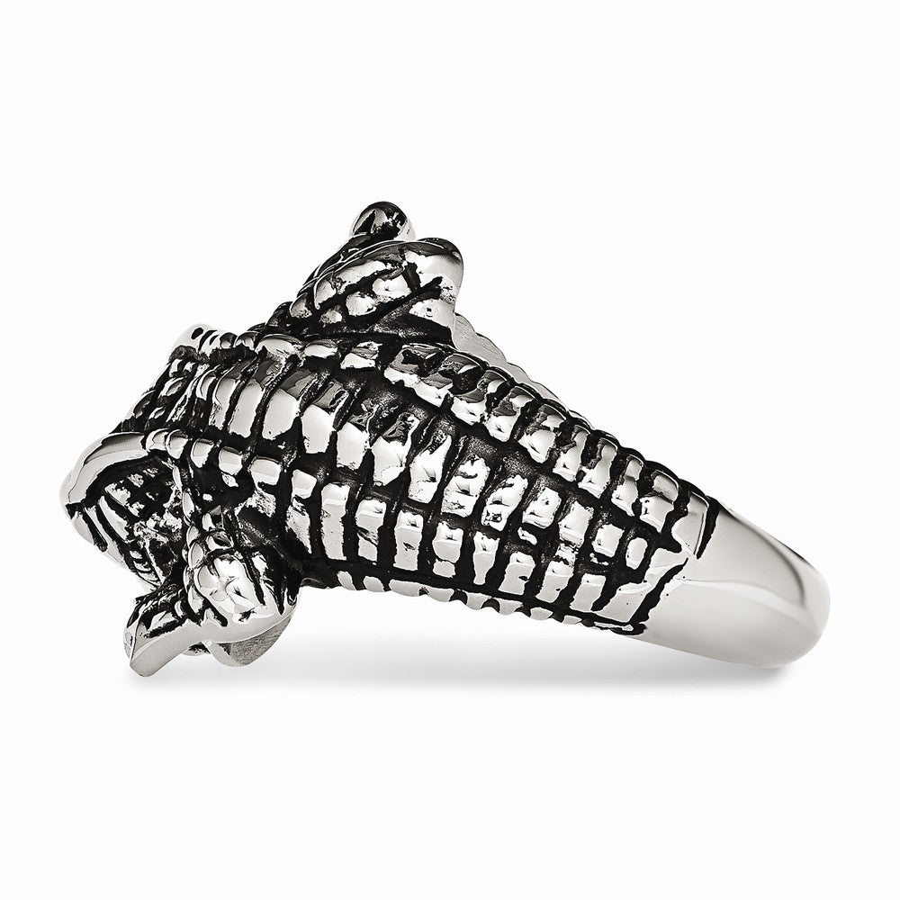 Sophia Jewelers Stainless Steel Alligator Ring Polished Antiqued Finish - 8
