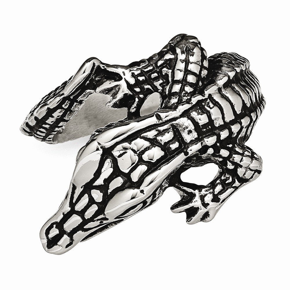 Sophia Jewelers Stainless Steel Alligator Ring Polished Antiqued Finish - 8
