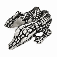 Sophia Jewelers Stainless Steel Alligator Ring Polished Antiqued Finish - 8