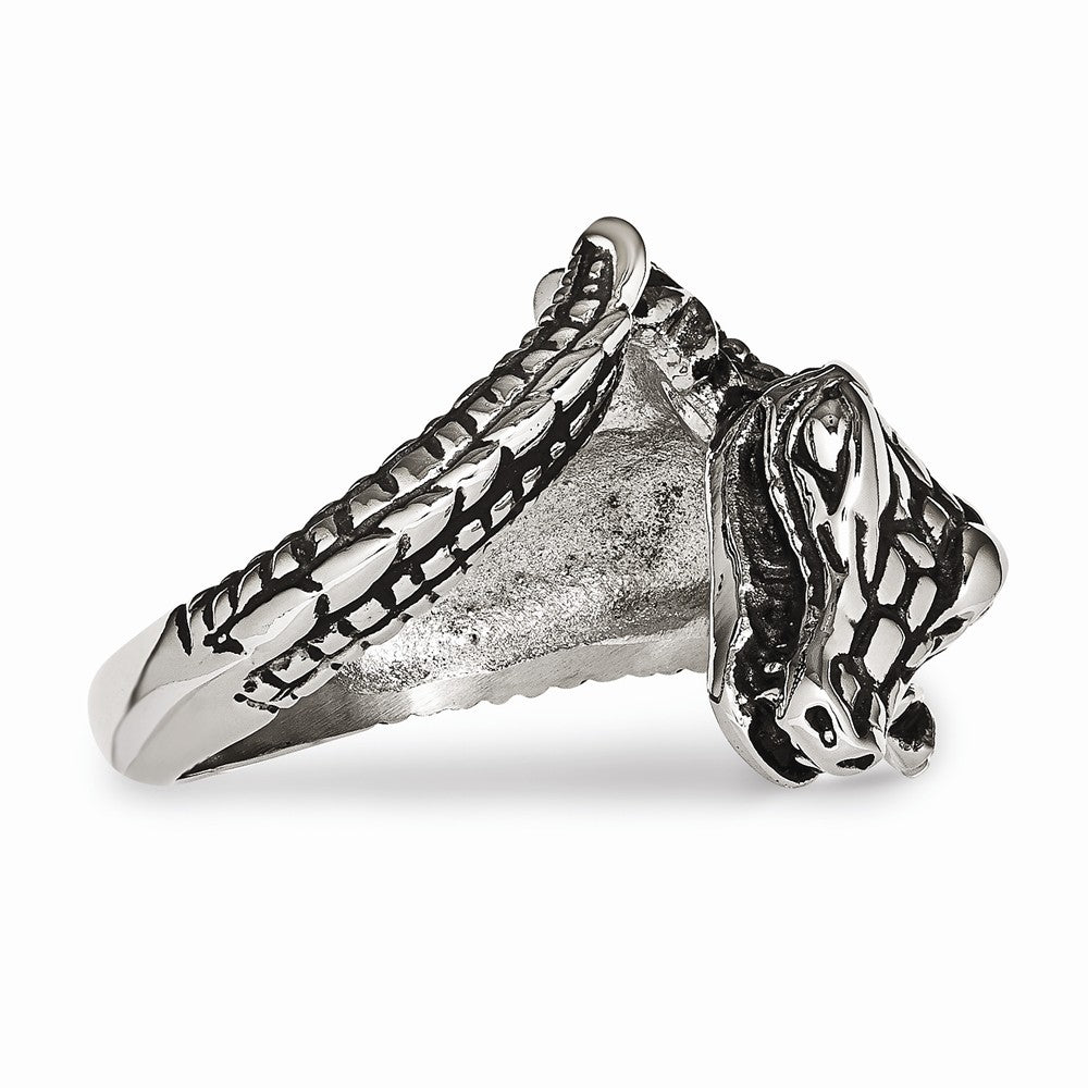 Sophia Jewelers Stainless Steel Alligator Ring Polished Antiqued Finish - 8