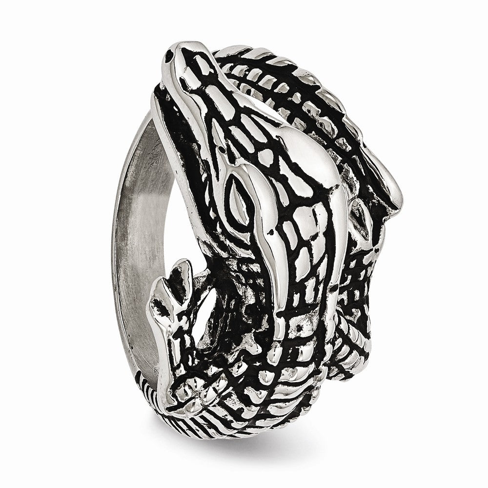 Sophia Jewelers Stainless Steel Alligator Ring Polished Antiqued Finish - 8