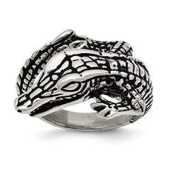 Sophia Jewelers Stainless Steel Alligator Ring Polished Antiqued Finish - 8