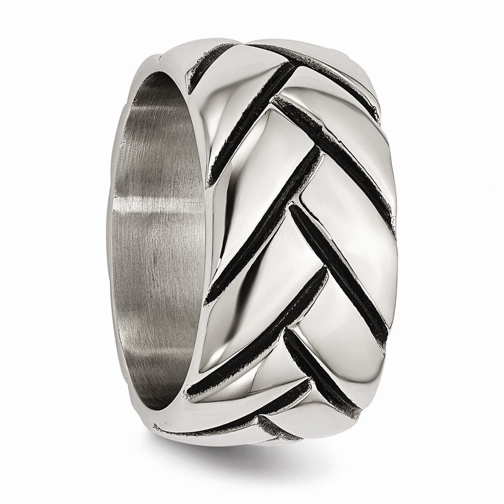 Sophia Jewelers Polished Braided Stainless Steel Fashion Ring 12mm Band
