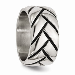 Sophia Jewelers Polished Braided Stainless Steel Fashion Ring 12mm Band
