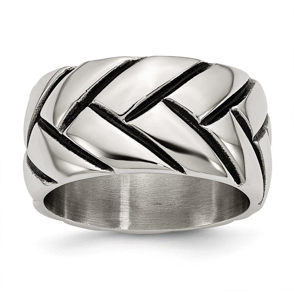 Sophia Jewelers Polished Braided Stainless Steel Fashion Ring 12mm Band Main image