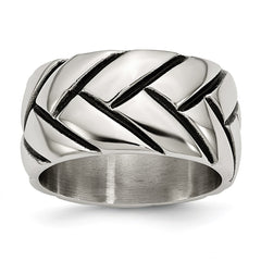 Sophia Jewelers Polished Braided Stainless Steel Fashion Ring 12mm Band
