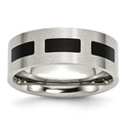 Sophia Jewelers Stainless Steel Black Rubber 8mm Engravable Flat Wedding Band