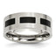 Sophia Jewelers Stainless Steel Black Rubber 8mm Engravable Flat Wedding Band