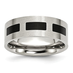 Sophia Jewelers Stainless Steel Black Rubber 8mm Engravable Flat Wedding Band