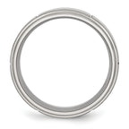 Grooved Ridged-Edge Wedding Band in Stainless Steel, 8mm