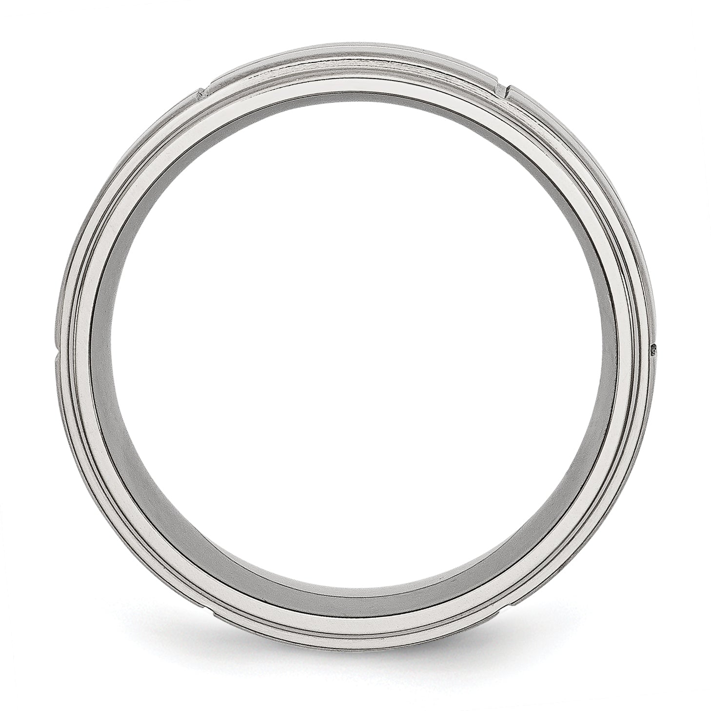 Grooved Ridged-Edge Wedding Band in Stainless Steel, 8mm