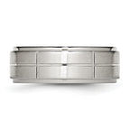 Grooved Ridged-Edge Wedding Band in Stainless Steel, 8mm