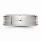 Grooved Comfort-Fit Wedding Band in Stainless Steel, 8mm