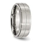 Grooved Ridged-Edge Wedding Band in Stainless Steel, 8mm