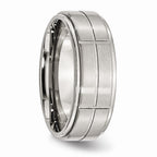 Grooved Comfort-Fit Wedding Band in Stainless Steel, 8mm