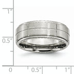 Grooved Ridged-Edge Wedding Band in Stainless Steel, 8mm