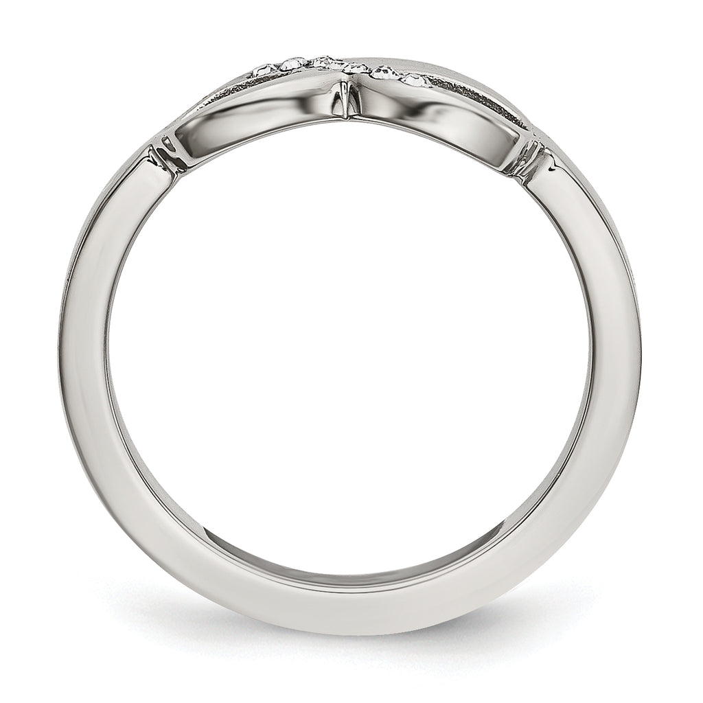 Infinity Symbol Ring in Stainless Steel with CZ