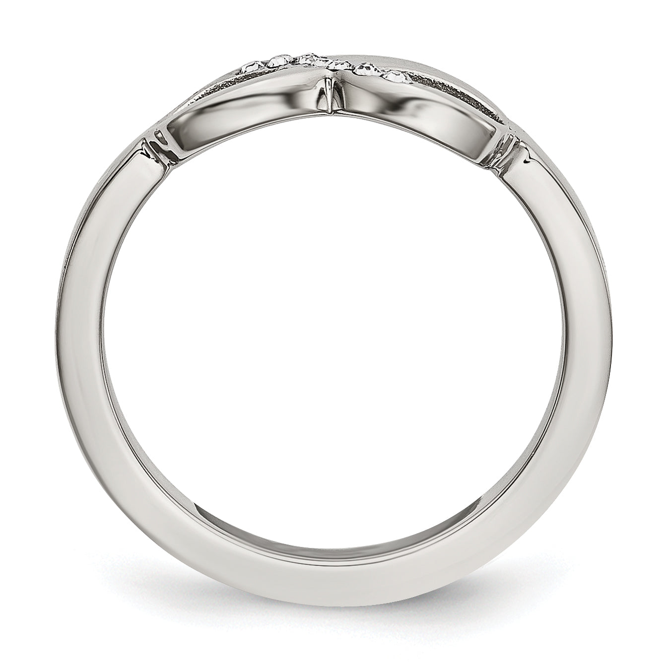 Infinity Symbol Ring in Stainless Steel with CZ