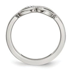 Stainless Steel Polished Infinity Symbol with CZ Ring