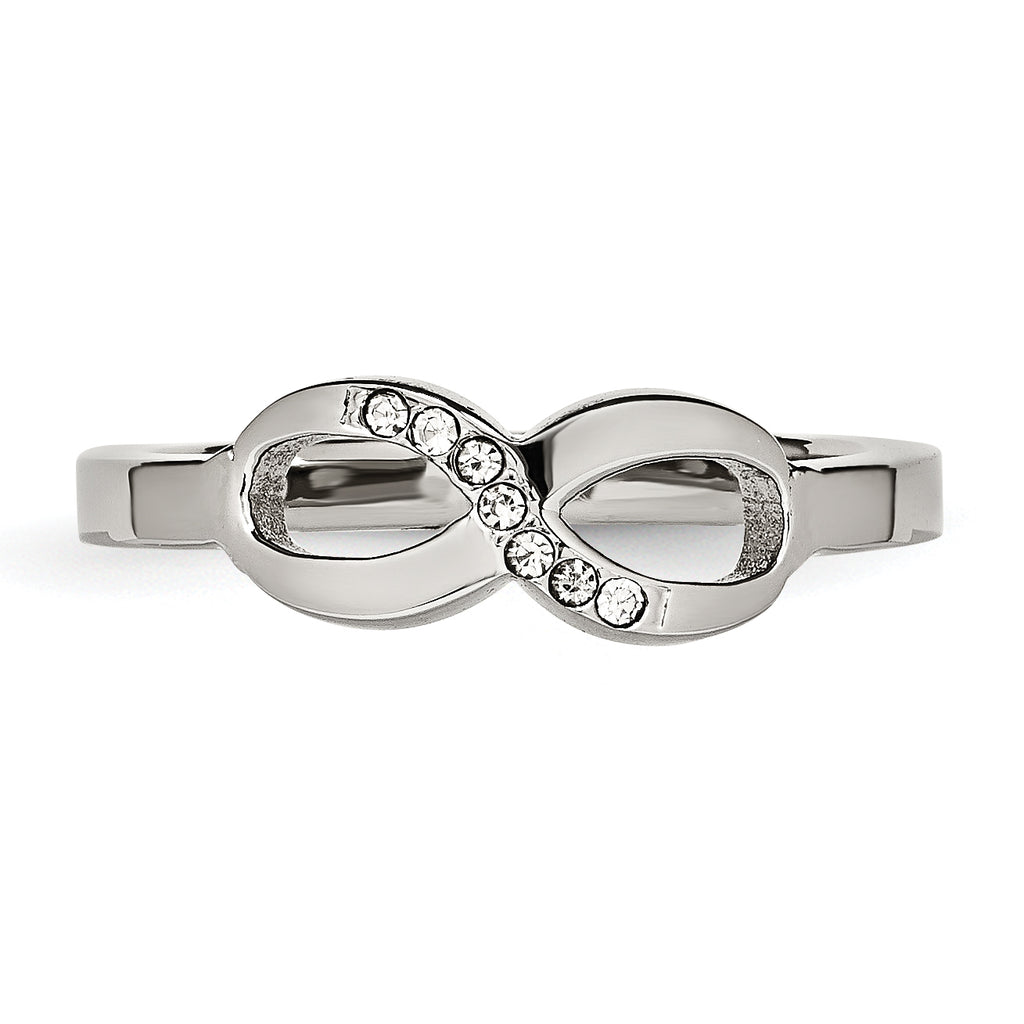Infinity Symbol Ring in Stainless Steel with CZ