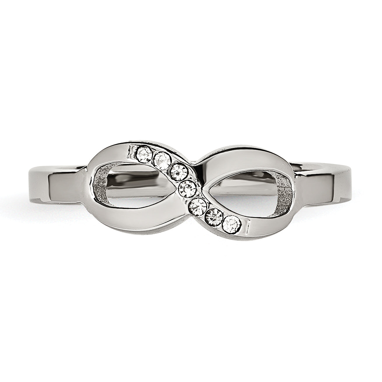 Infinity Symbol Ring in Stainless Steel with CZ
