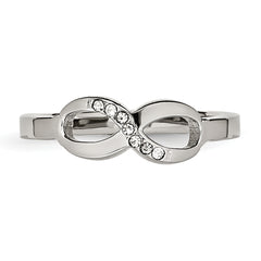 Stainless Steel Polished Infinity Symbol with CZ Ring