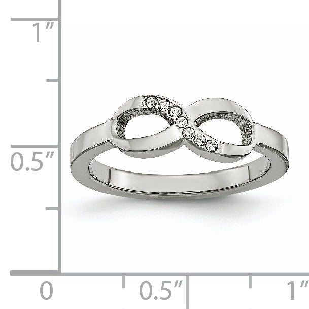 Stainless Steel Polished Infinity Symbol with CZ Ring