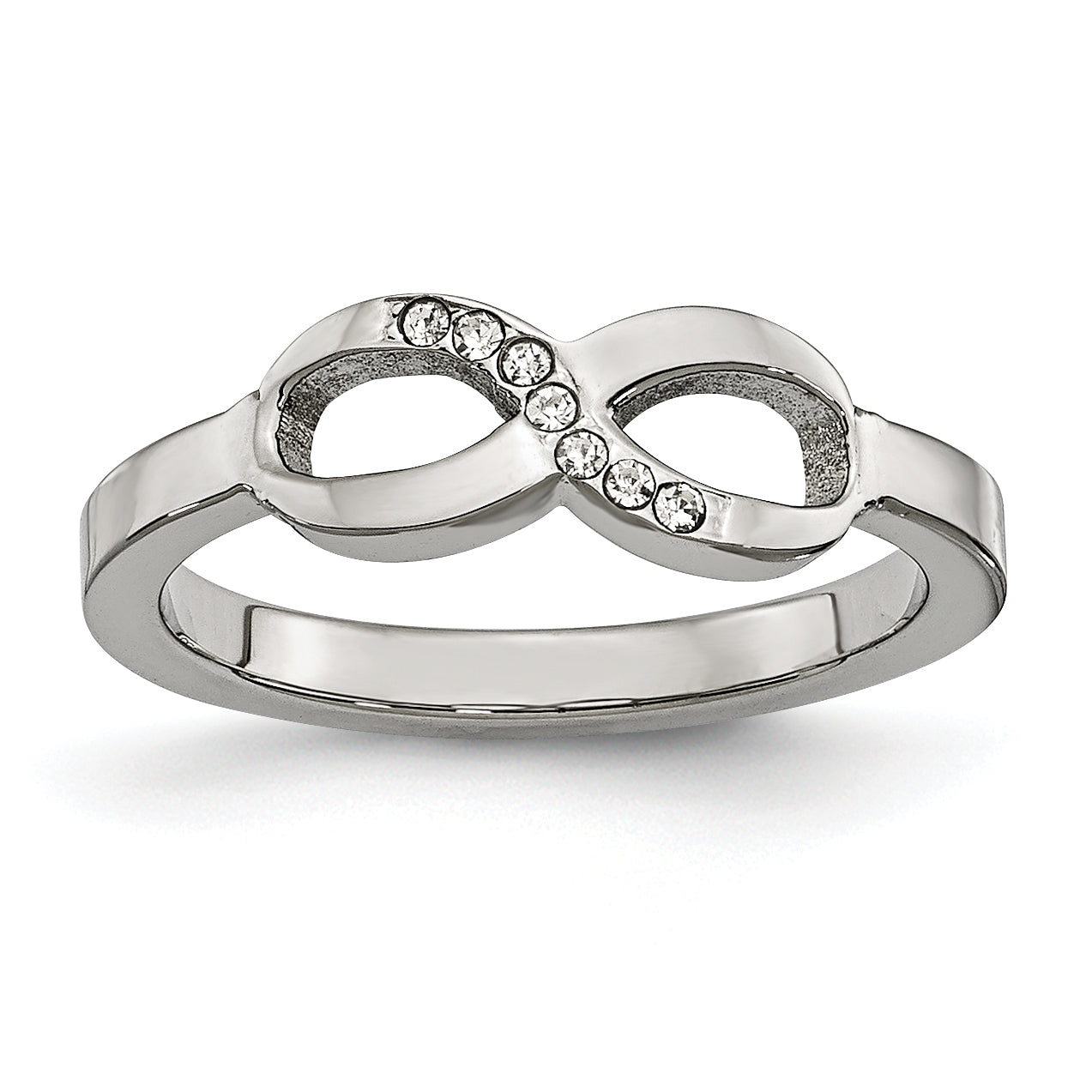 Stainless Steel Polished Infinity Symbol with CZ Ring Main image