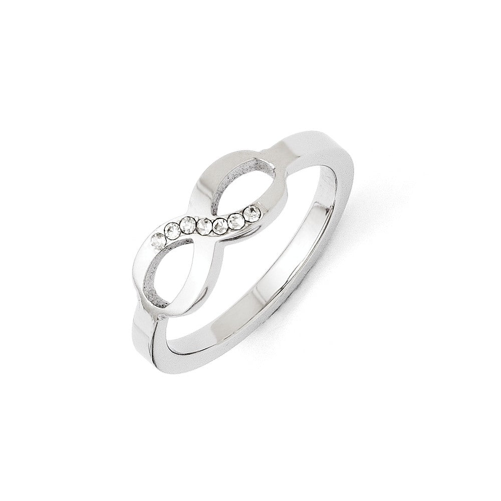 Stainless Steel Infinity CZ Ring with Polished Finish Elegant and Timeless
