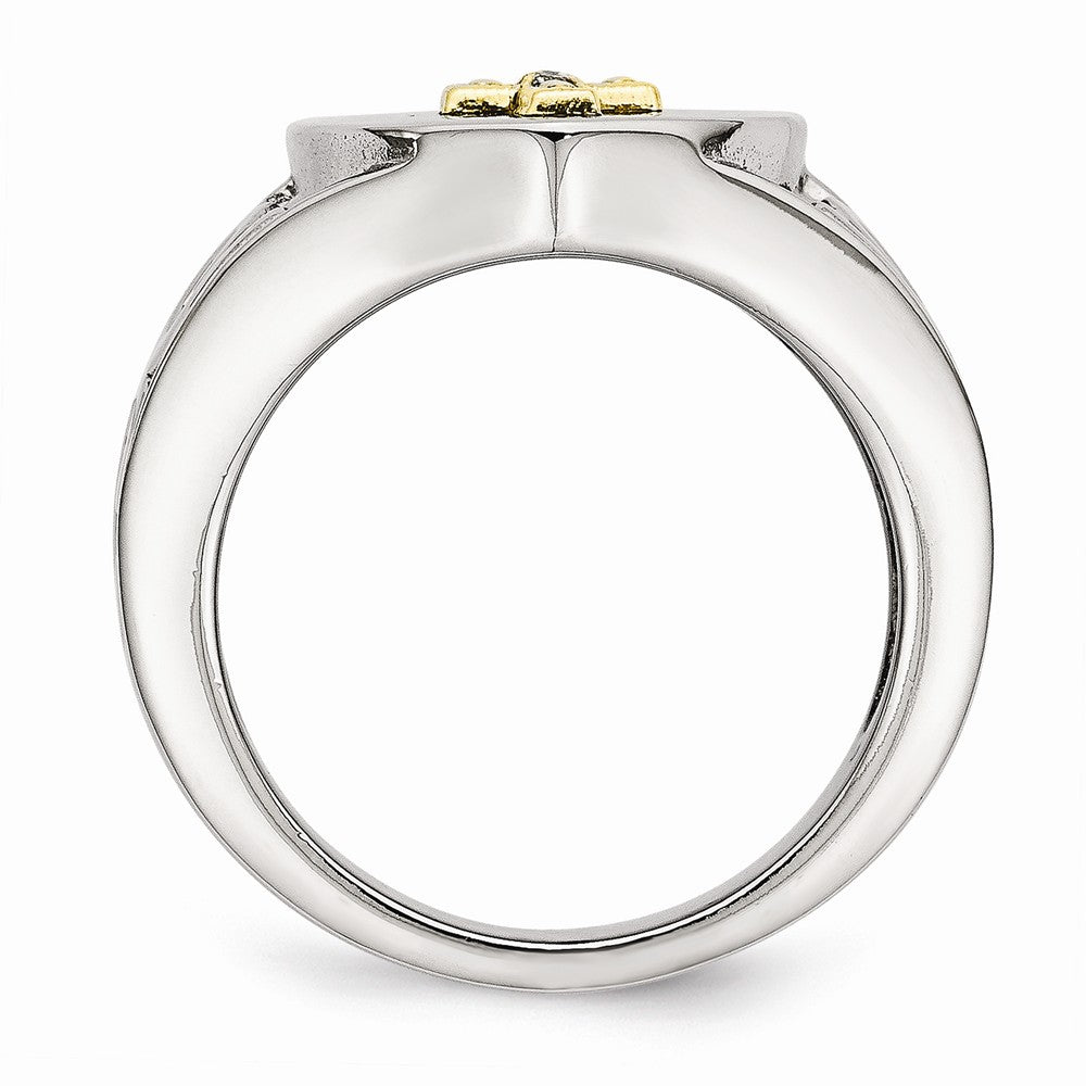 Sophia Jewelers Stainless Steel Ring with 10K Gold Cross & Diamond - 9