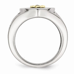 Sophia Jewelers Stainless Steel Ring with 10K Gold Cross & Diamond - 9