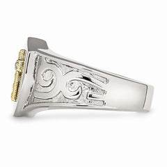 Sophia Jewelers Stainless Steel Ring with 10K Gold Cross & Diamond - 9