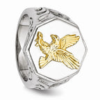 Sophia Jewelers Gold-Tone Stainless Steel Eagle Ring with Sterling Silver Accents
