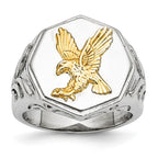 Sophia Jewelers Gold-Tone Stainless Steel Eagle Ring with Sterling Silver Accents