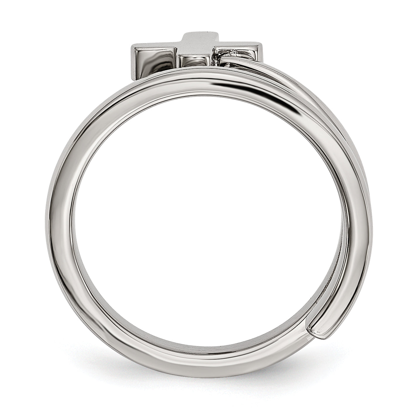 Stainless Steel Polished Twisted Cross Ring Secondary image