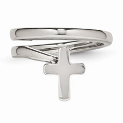 Stainless Steel Polished Twisted Cross Ring by Sophia Jewelers - 6 - 6
