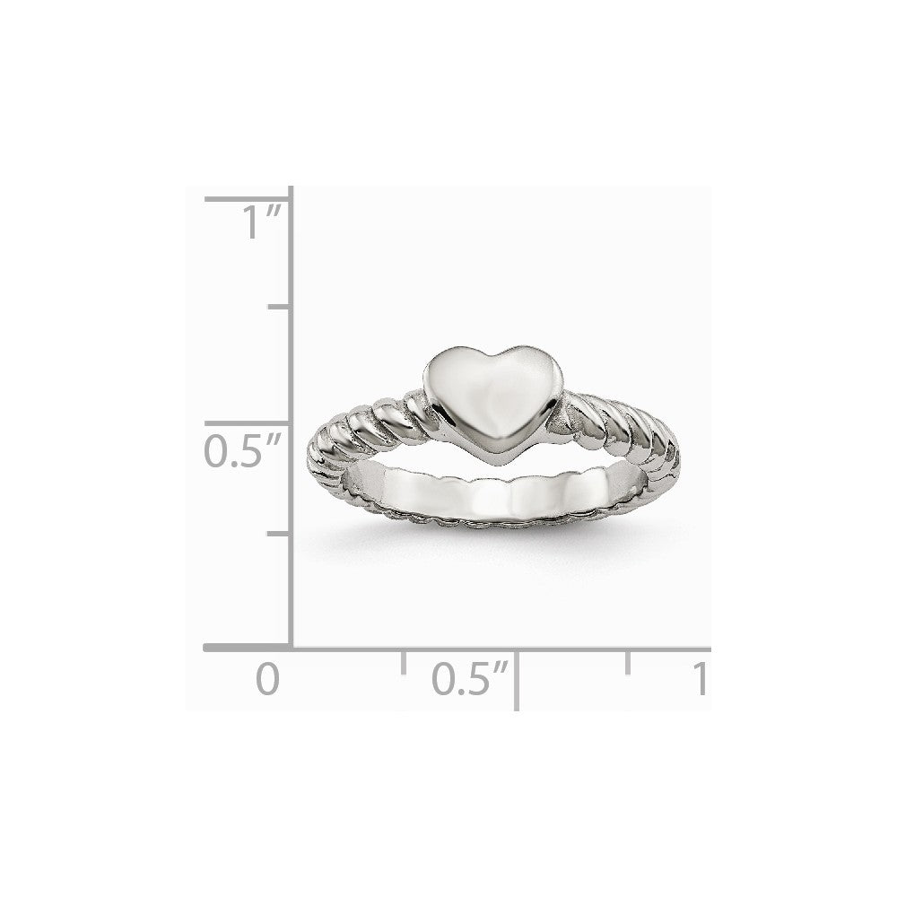 Stainless Steel Polished Twisted Heart Ring