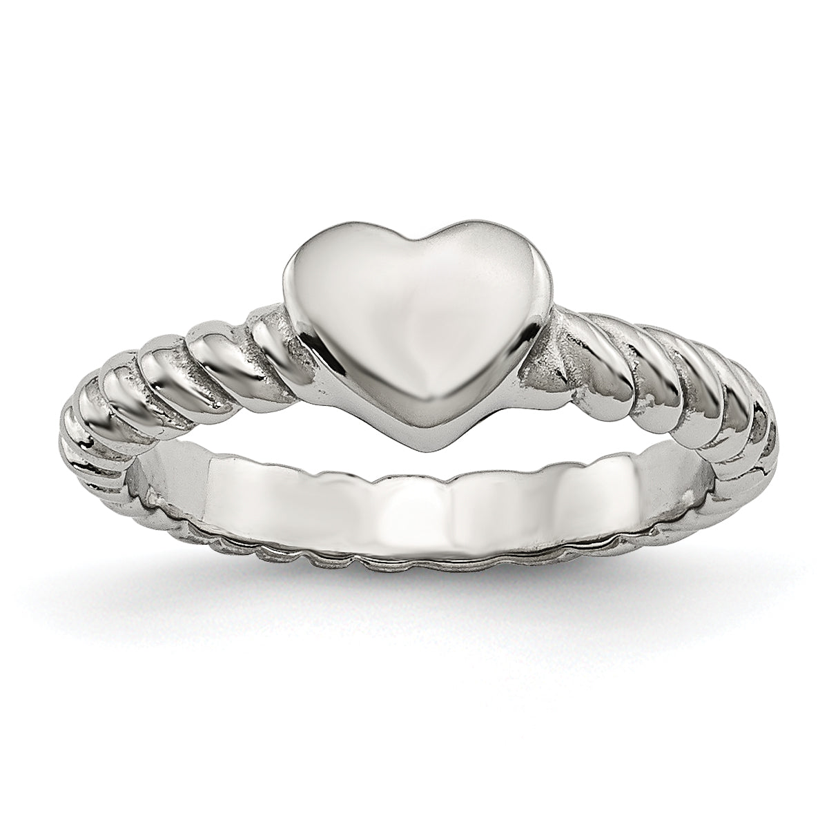 Stainless Steel Polished Twisted Heart Ring Main image
