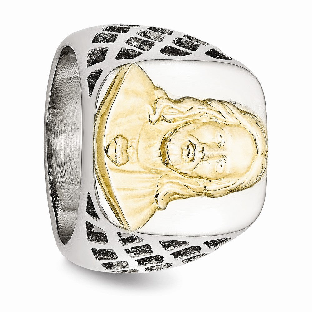 Sophia Jewelers Stainless Steel Jesus Ring with Gold Tone Polish