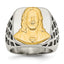 Stainless Steel with Sterling Silver Jesus Yellow IP-plated Polished Ring