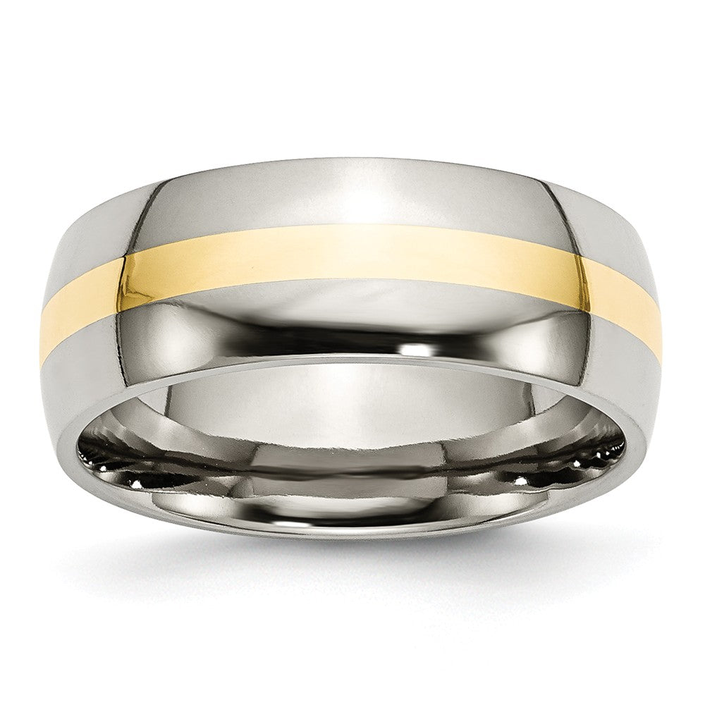 Sophia Jewelers 14K Gold Inlay Stainless Steel Wedding Band Engravable - 6 - 6