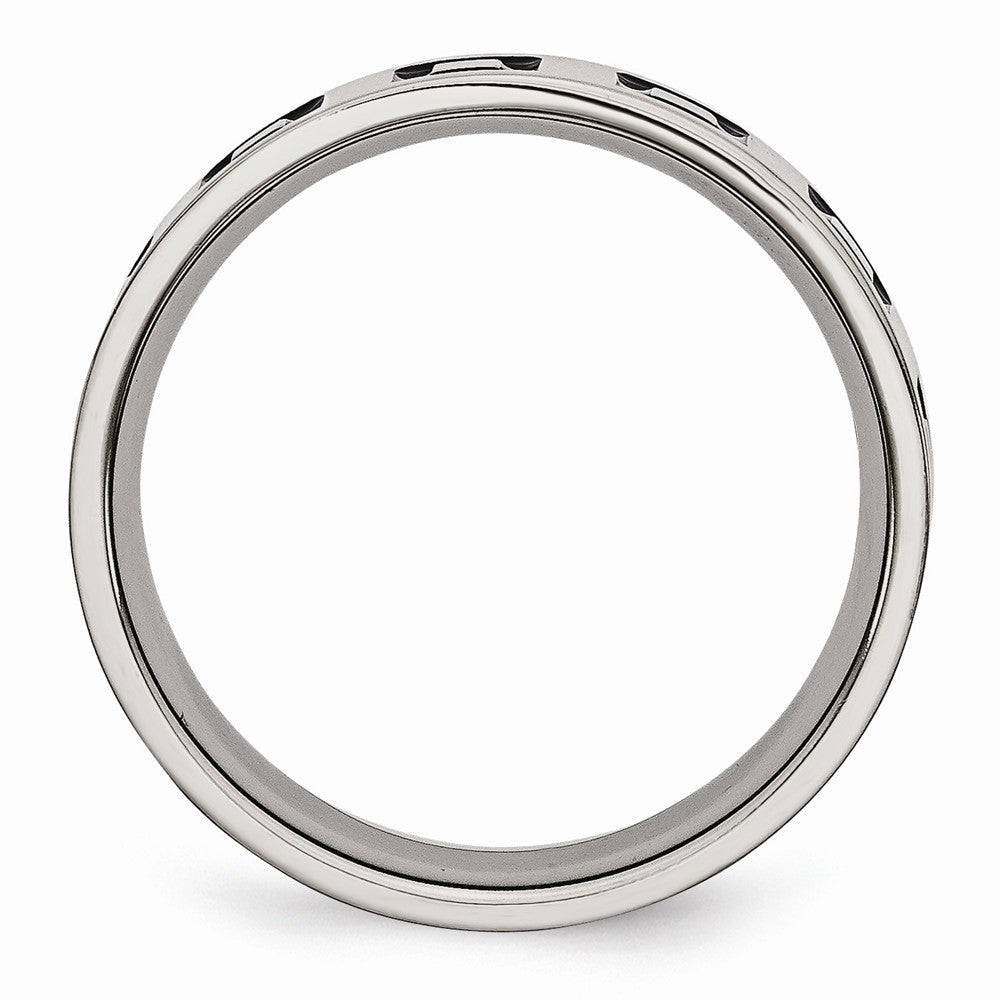 Enameled Flat Wedding Band in Stainless Steel, 6mm