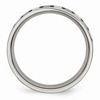 Enameled Flat Wedding Band in Stainless Steel, 6mm