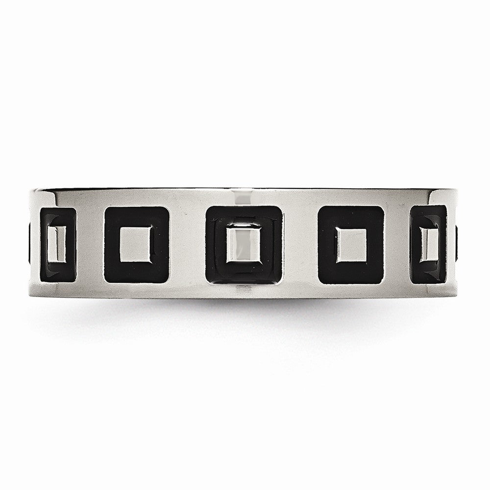 Enameled Flat Wedding Band in Stainless Steel, 6mm
