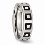 Enameled Flat Wedding Band in Stainless Steel, 6mm