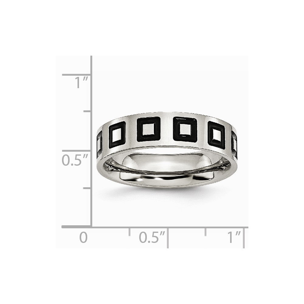 Stainless Steel Enameled Flat 6mm Polished Band