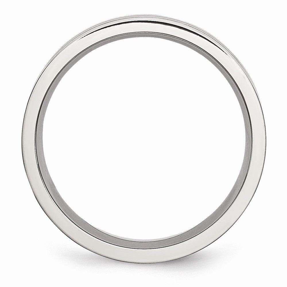 Grooved Comfort-Fit Wedding Band in Stainless Steel, 6mm Secondary image