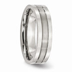 Grooved Comfort-Fit Wedding Band in Stainless Steel, 6mm