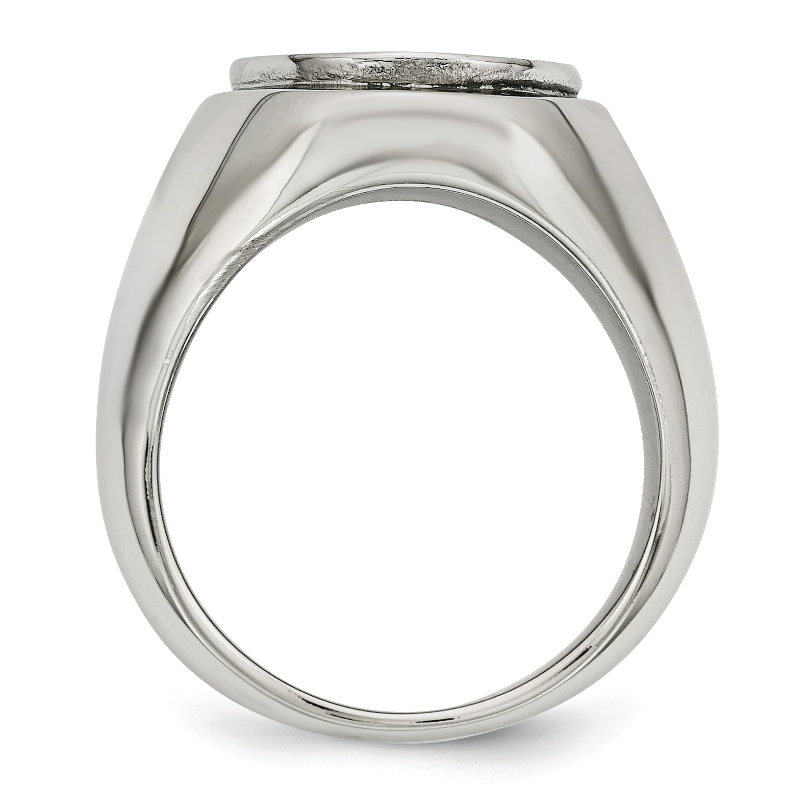 StainleSterling Silver Steel Polished Black Enameled CroSterling Silver Ring