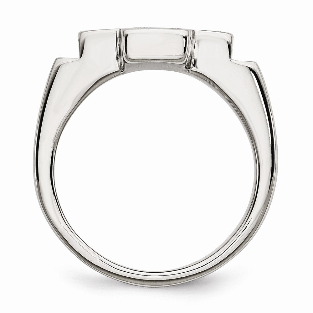 Stainless Steel Polished Cross Ring with Black Enamel Accent Secondary image